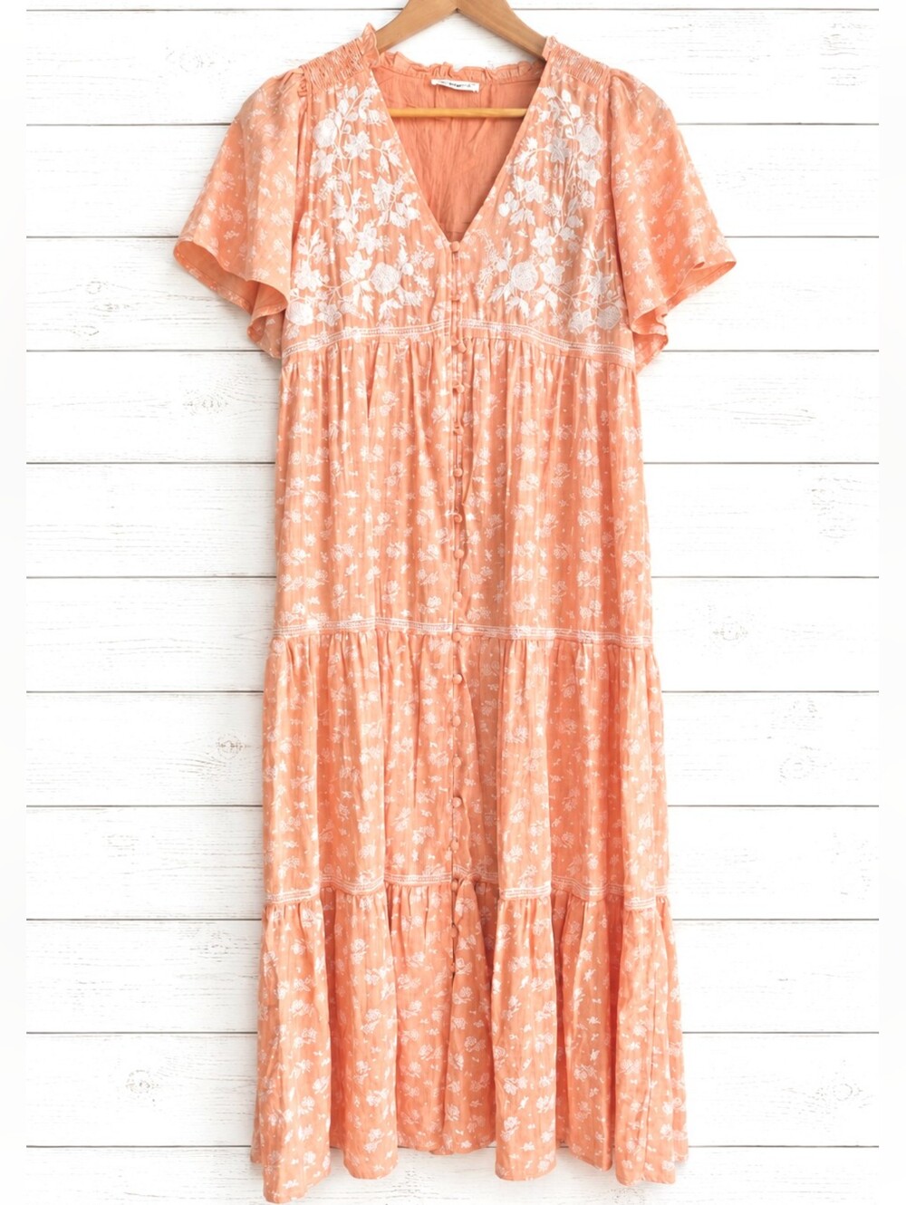 In Loom Apricot Emroidered Maxi Dress Size S